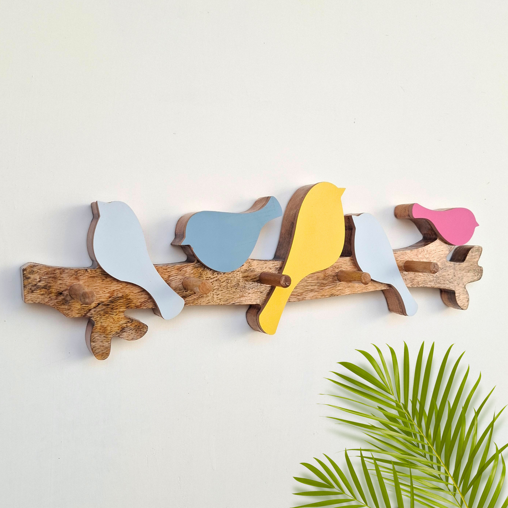 Wooden Keyholder 5 Birds, Cute and Elegant Design