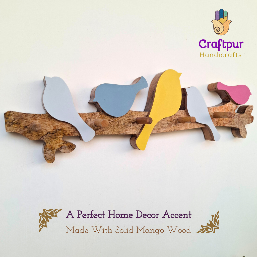 Wooden Keyholder 5 Birds, Cute and Elegant Design