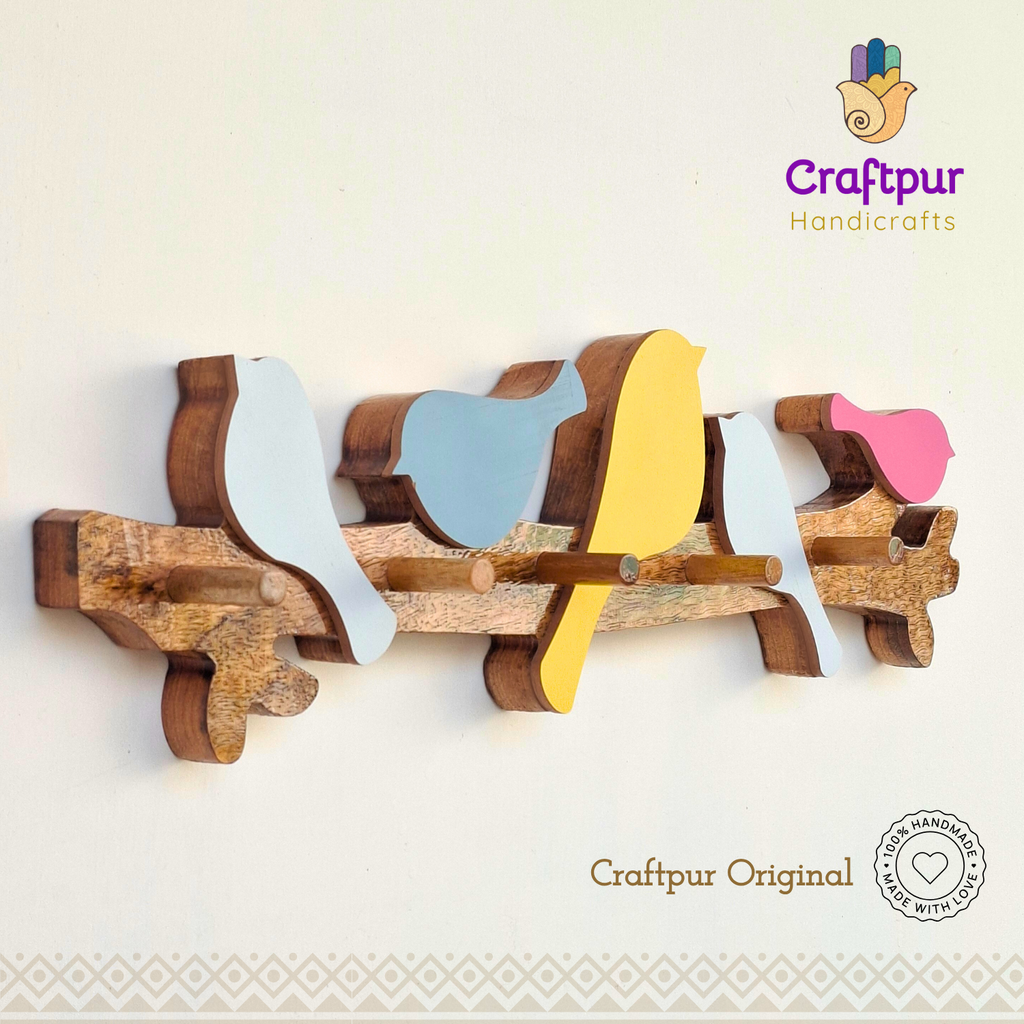 Wooden Keyholder 5 Birds, Cute and Elegant Design