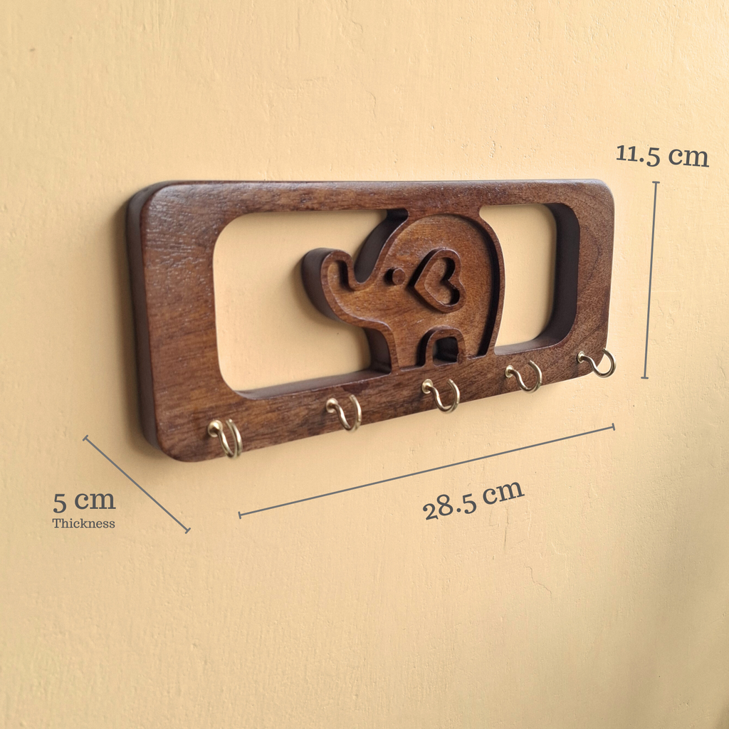 Solid Wood Elephant Keyholder