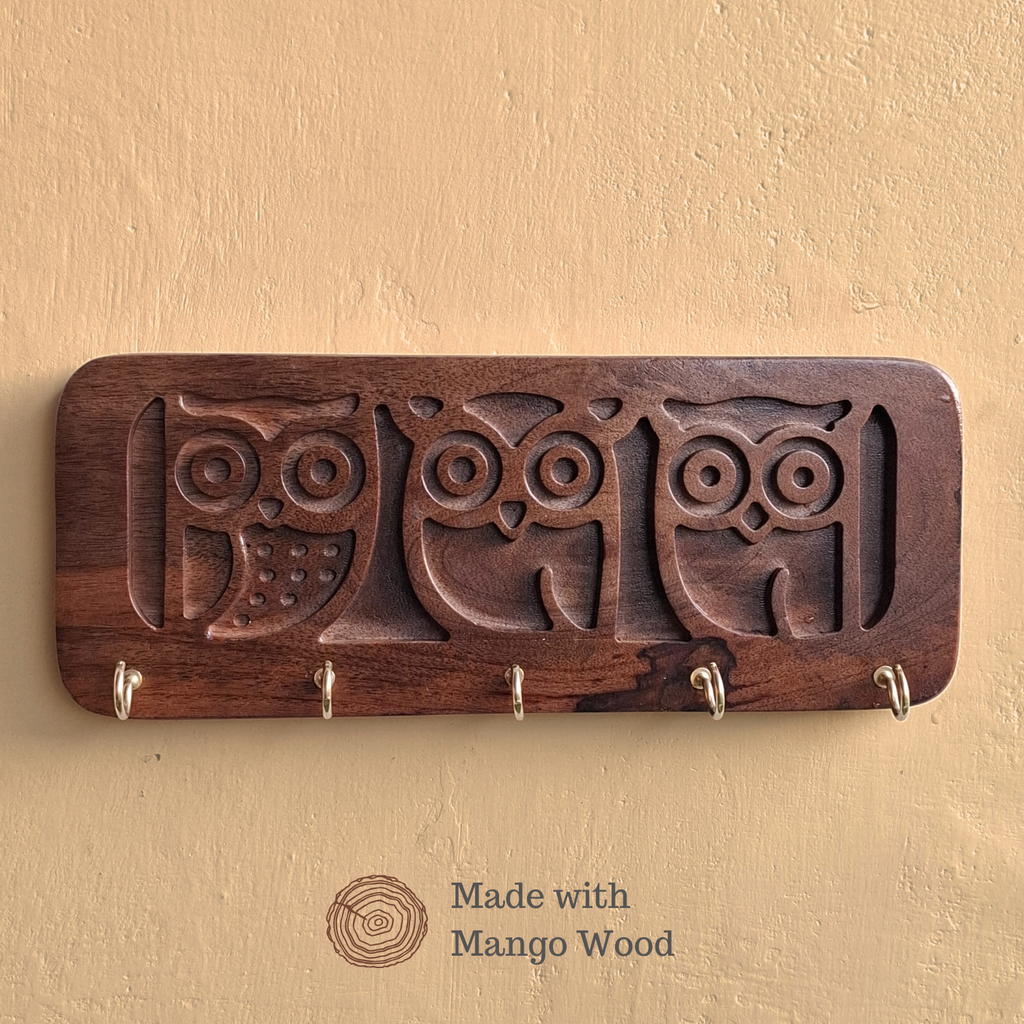 Solid Wood Owl Keyholder