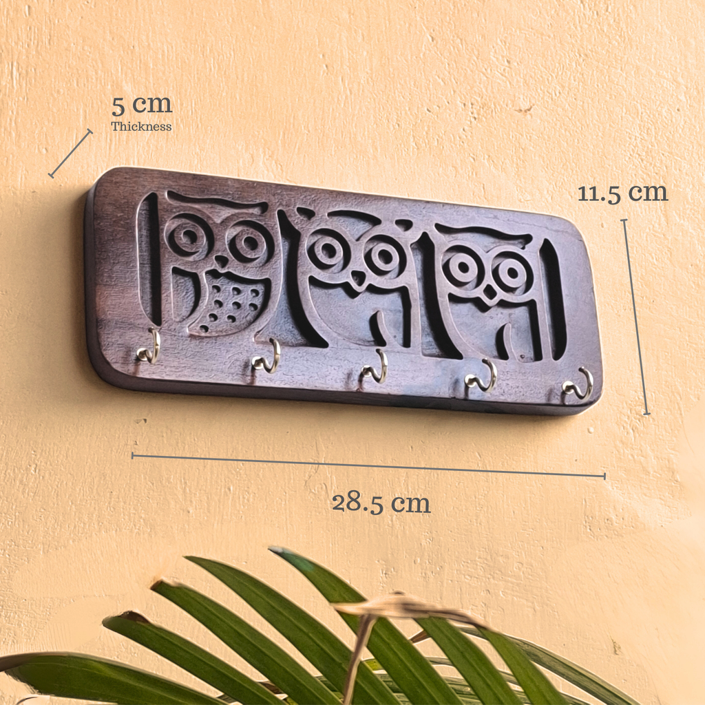 Solid Wood Owl Keyholder