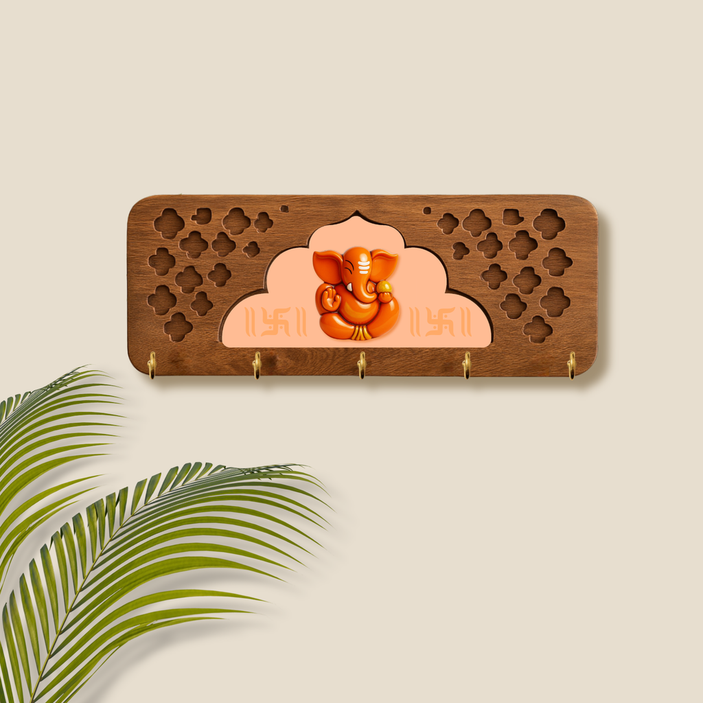 Solid Wood Jharokha Ganesh ji Keyholder