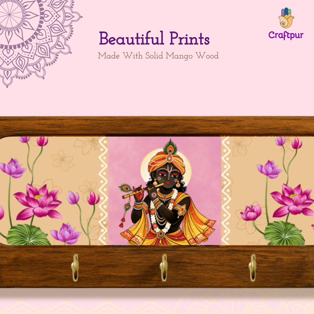 Krishna Ji Wooden Keyholder