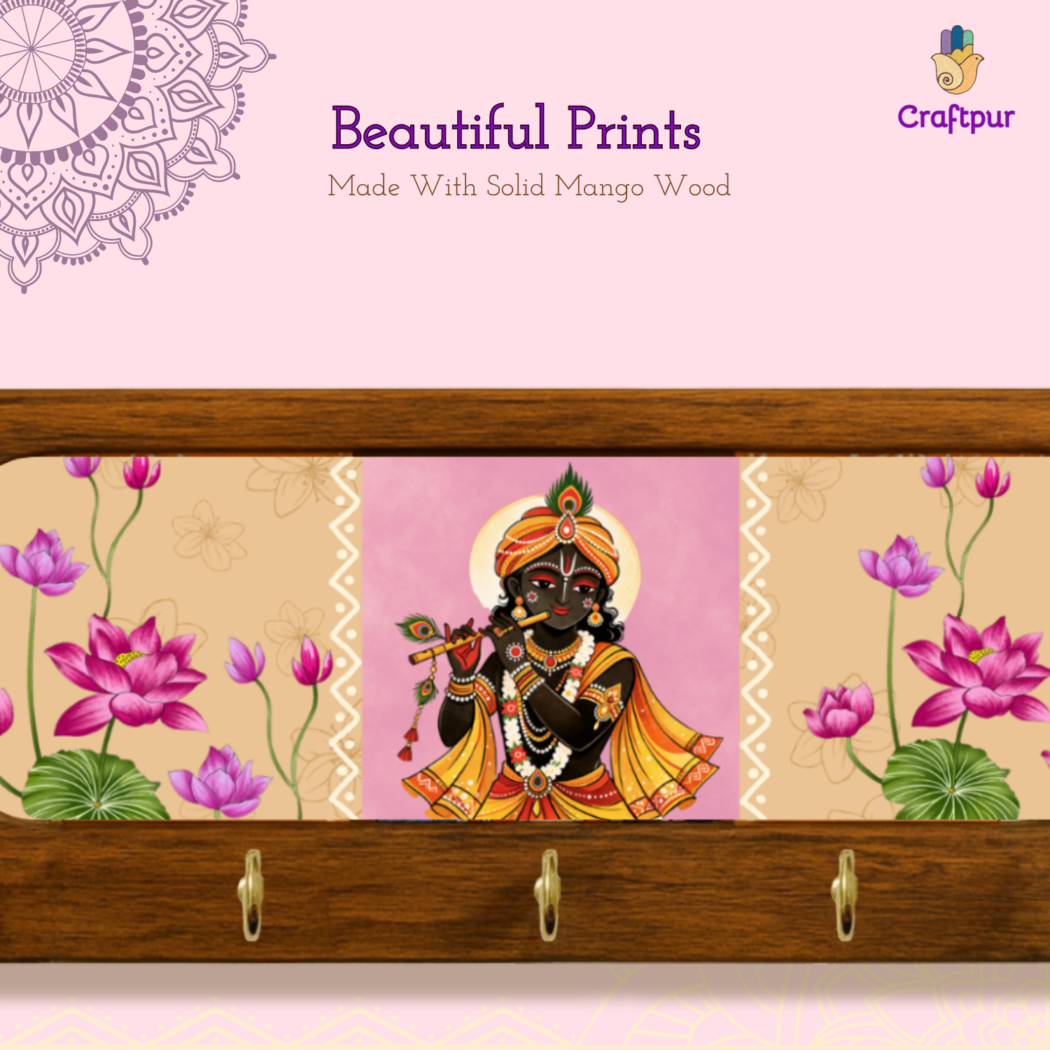 Krishna Ji Wooden Keyholder
