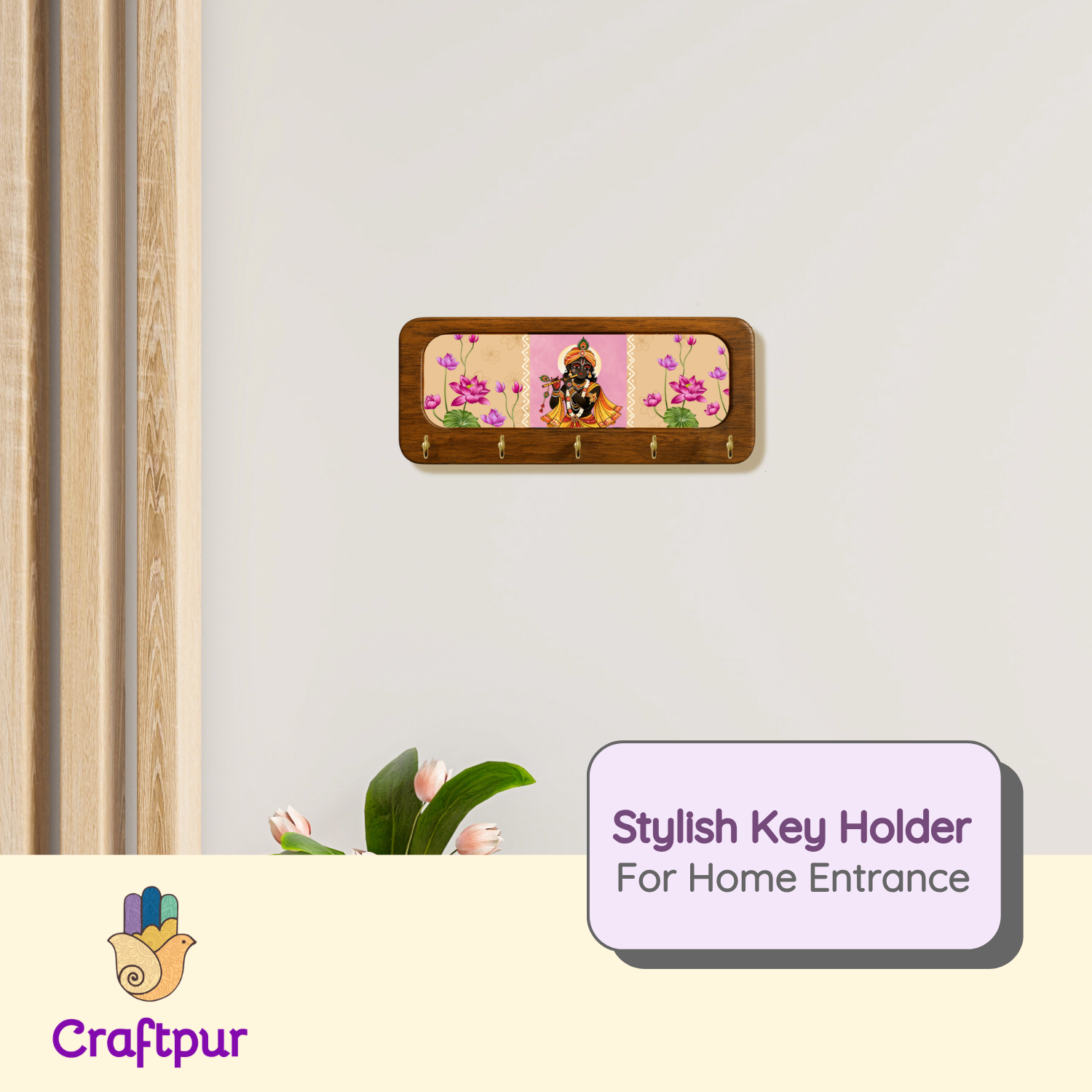 Krishna Ji Wooden Keyholder