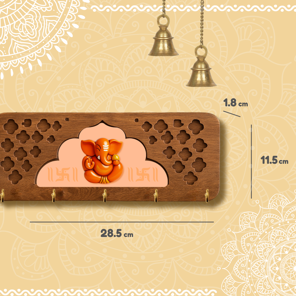 Solid Wood Jharokha Ganesh ji Keyholder