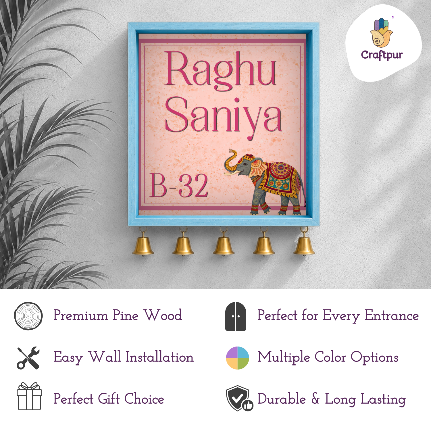 Craftpur Customized Wooden Name Plate