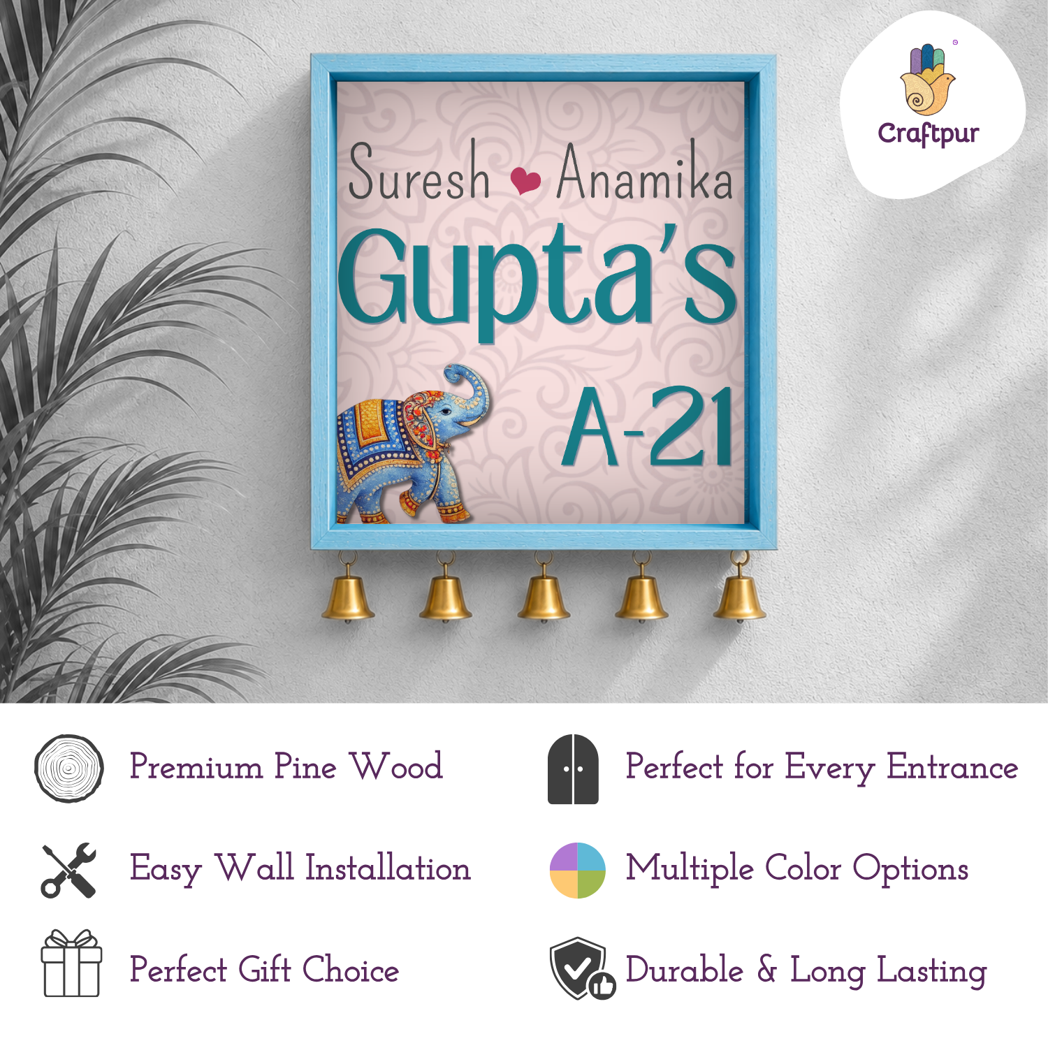 Craftpur Customized Wooden Name Plate