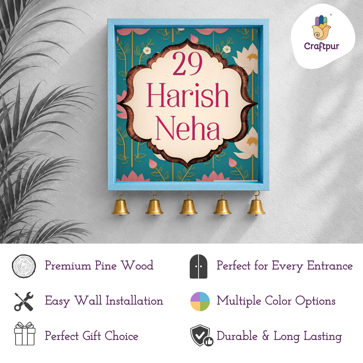 Craftpur Customized Wooden Name Plate