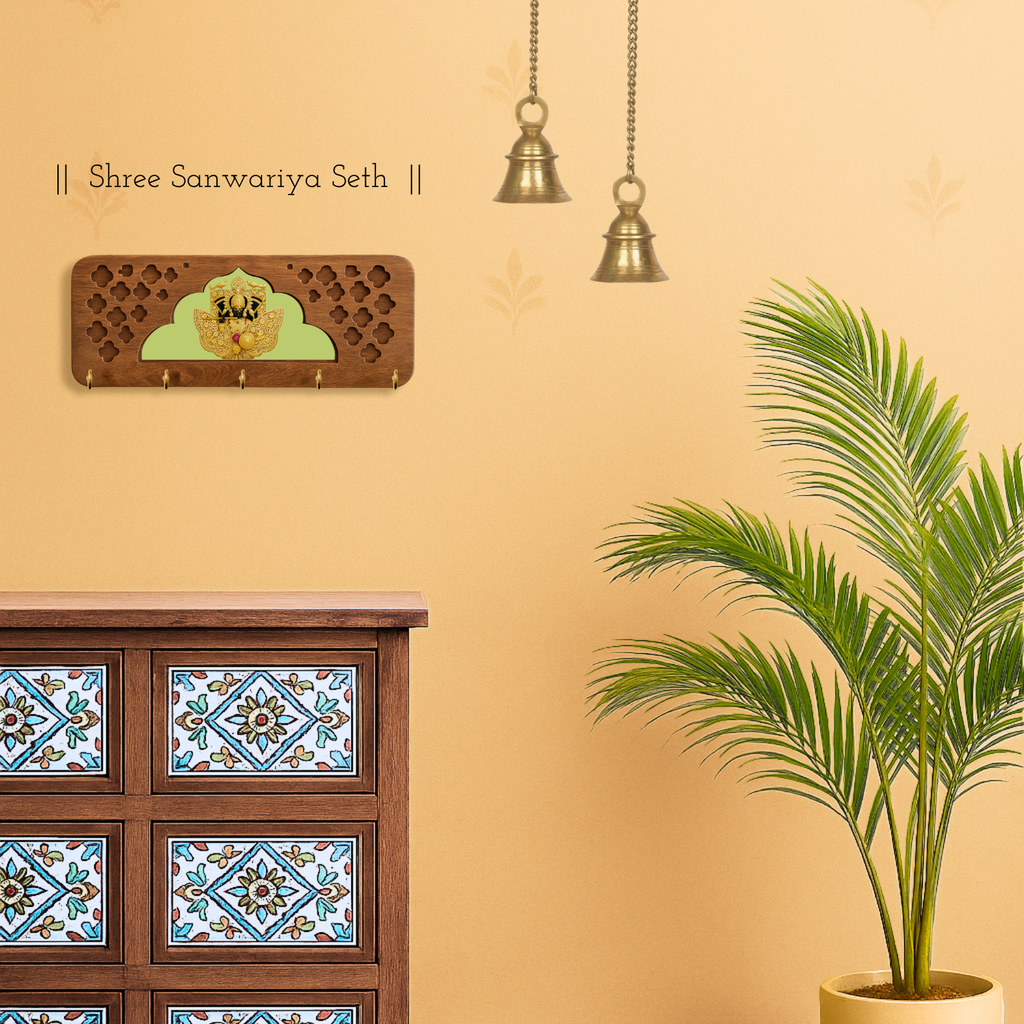 Solid Wood Jharokha Sawariya Seth Ji keyholder
