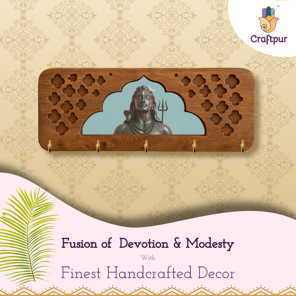 Solid Wood Jharokha Mahadev Ji Keyholder