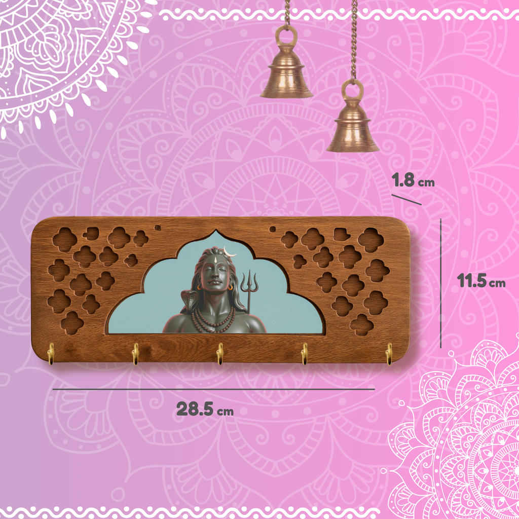 Solid Wood Jharokha Mahadev Ji Keyholder