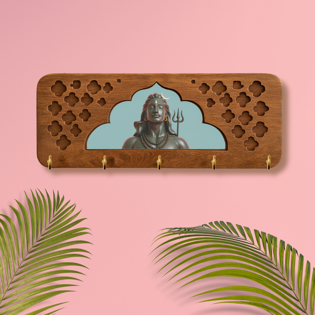 Solid Wood Jharokha Mahadev Ji Keyholder