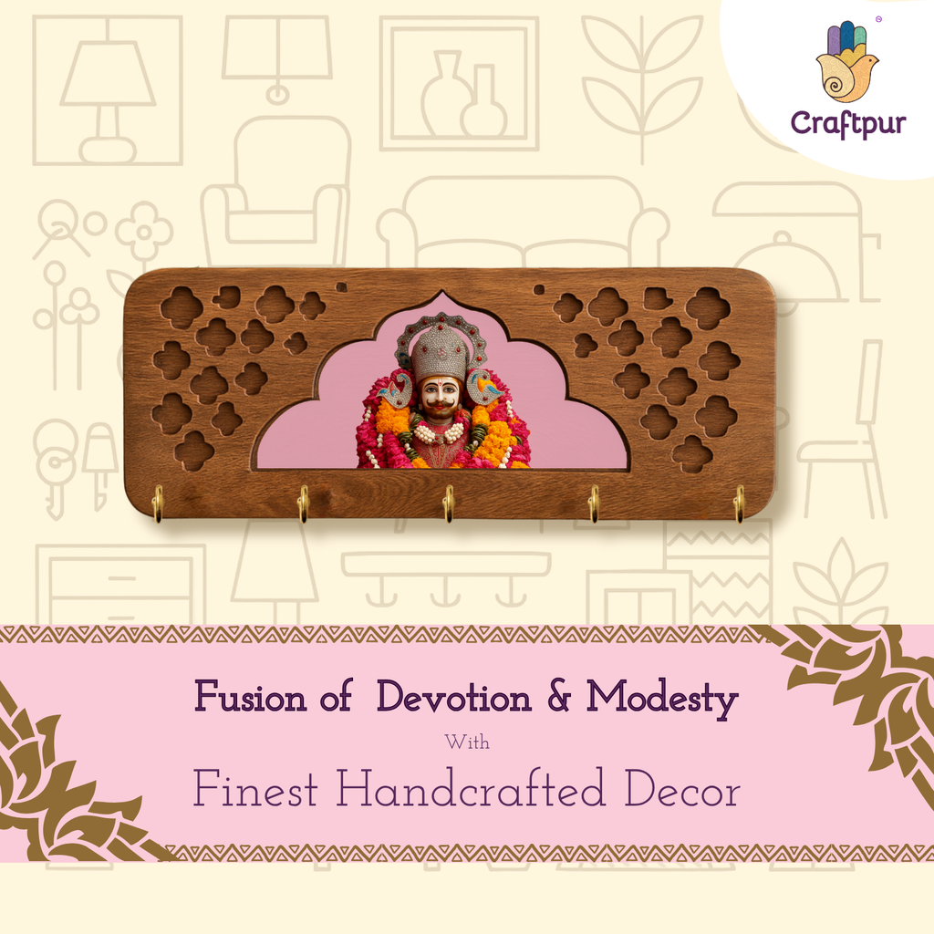 Solid Wood Khatu Shyam Ji Keyholder