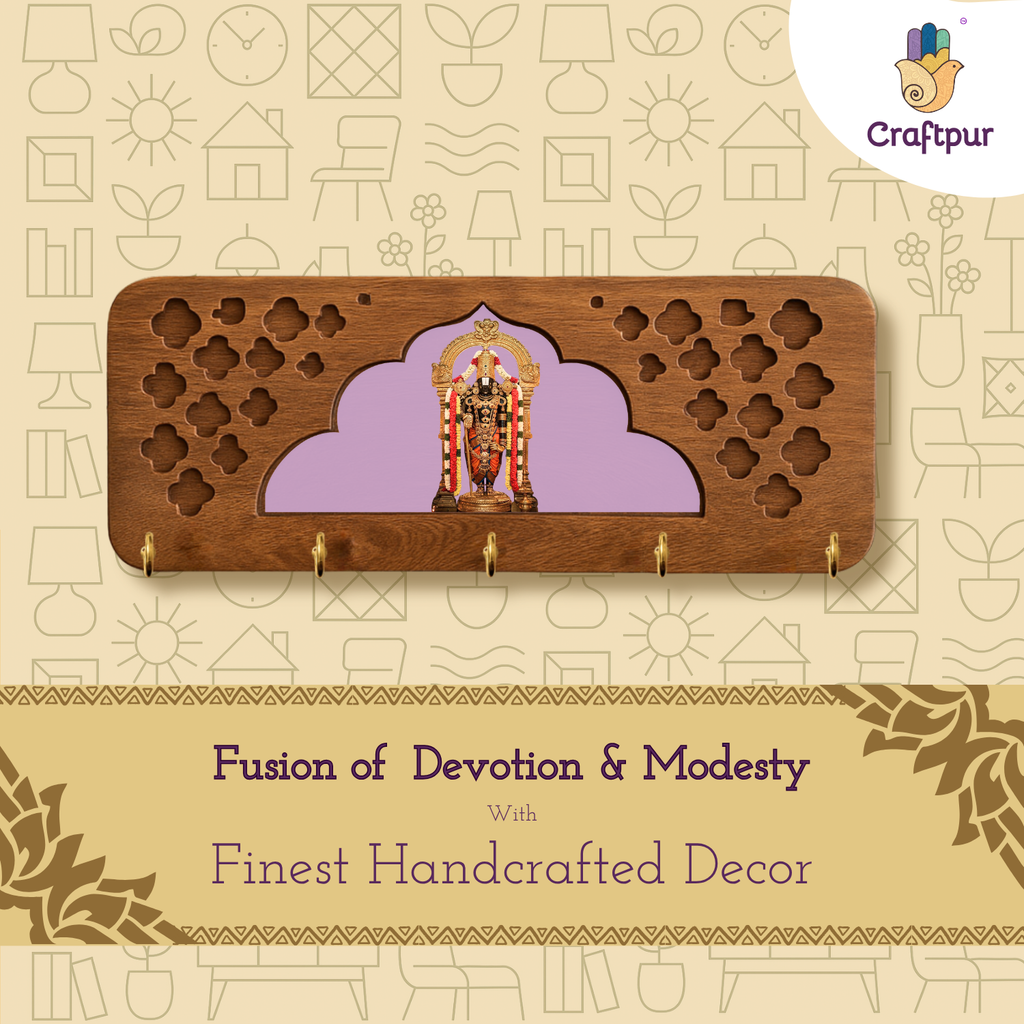 Solid Wood Jharokha Tirupati Balaji Keyholder