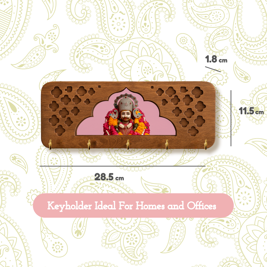 Solid Wood Khatu Shyam Ji Keyholder