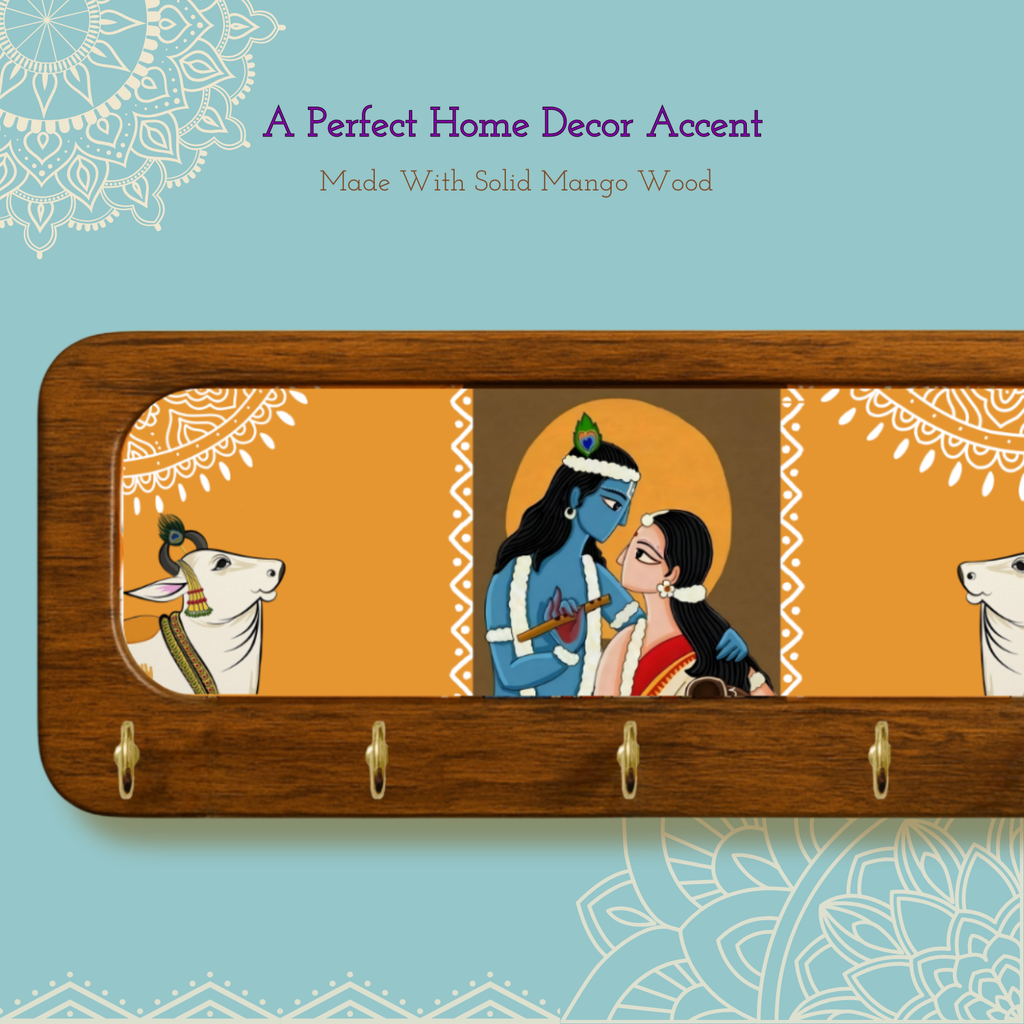 Radha Krishna Wooden KeyHolder