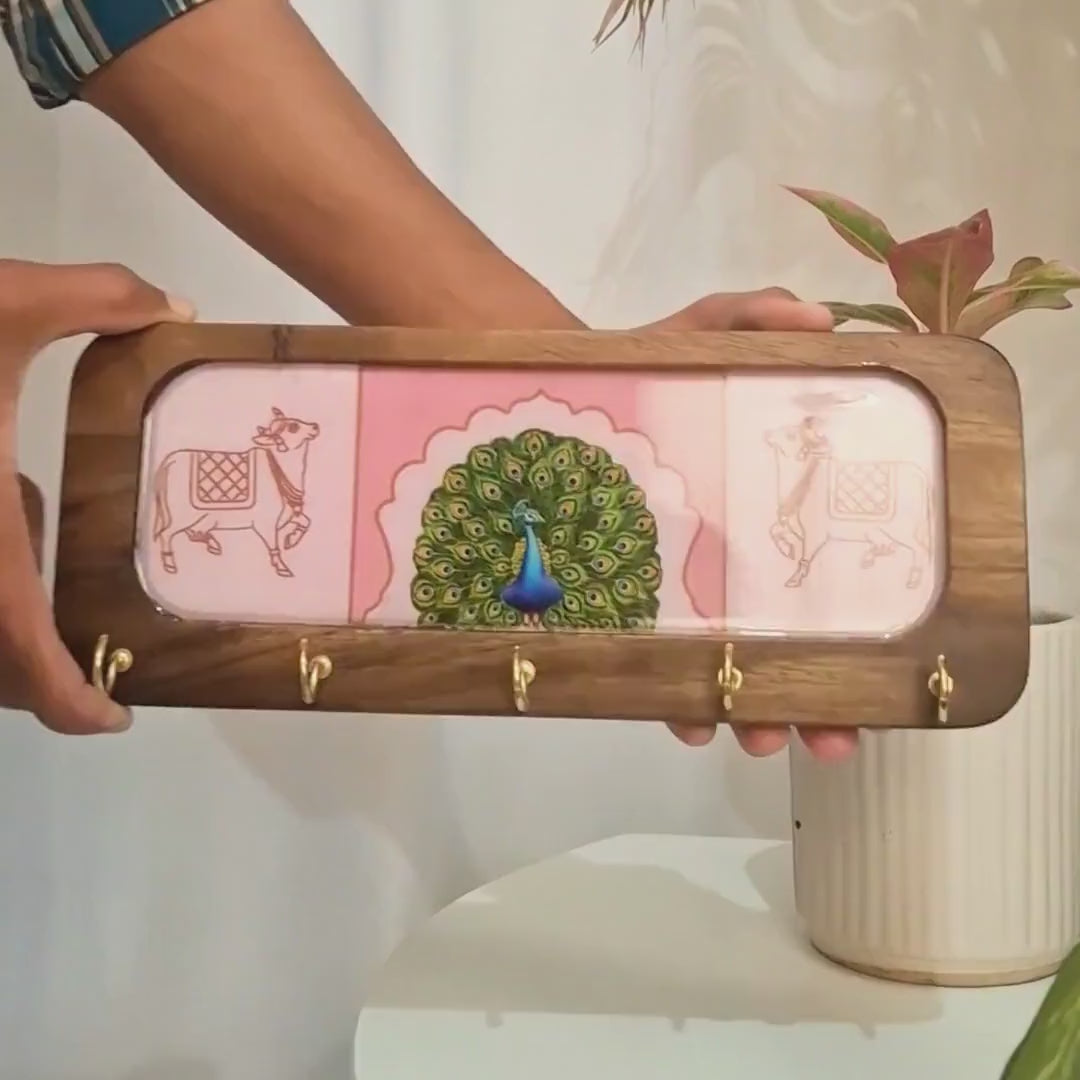 Peacock, Wooden Keyholder