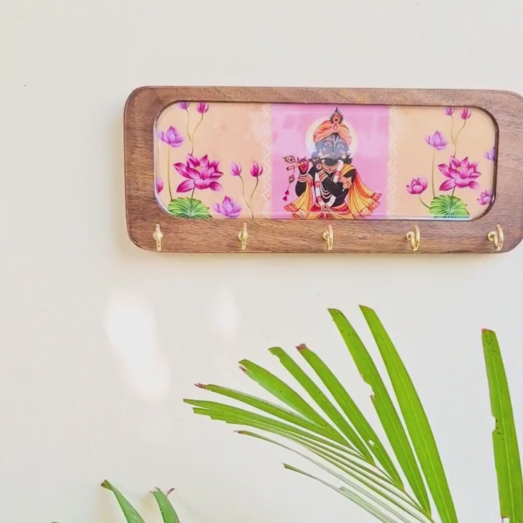 Krishna Ji Wooden Keyholder