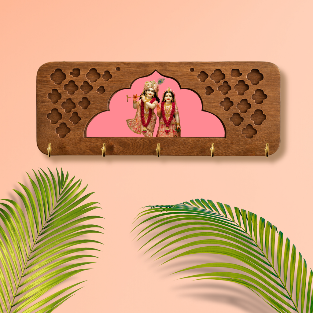 Solid Wood Jharokha Radha Krishna Keyholder