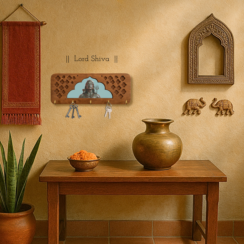 Solid Wood Jharokha Mahadev Ji Keyholder