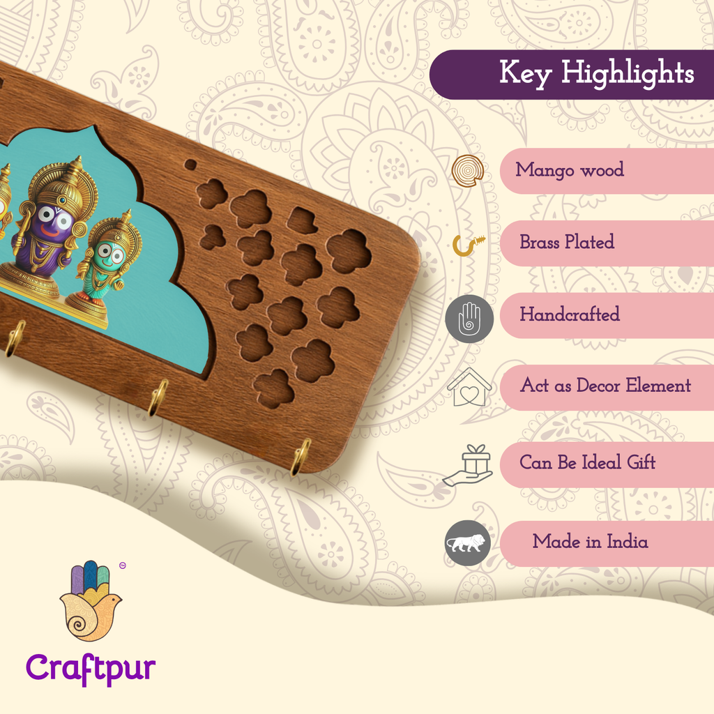 Solid Wood Jharokha Jagannath Ji keyholder