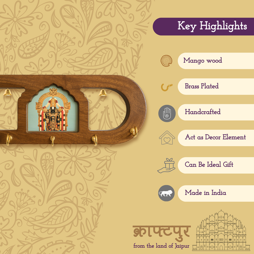 Tirupati Balaji Wooden Keyholder