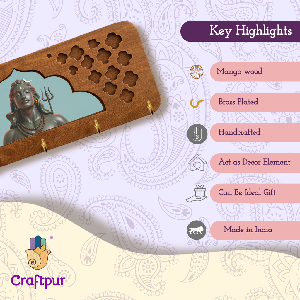 Mahadev Ji Wooden Keyholder